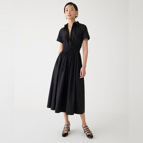 NWT J Crew Elena shirtdress in cotton poplin in black - Picture 9 of 13